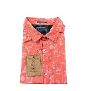 William & Murray Orange White Tito's AOP Men's Performance Button Front XL NWT